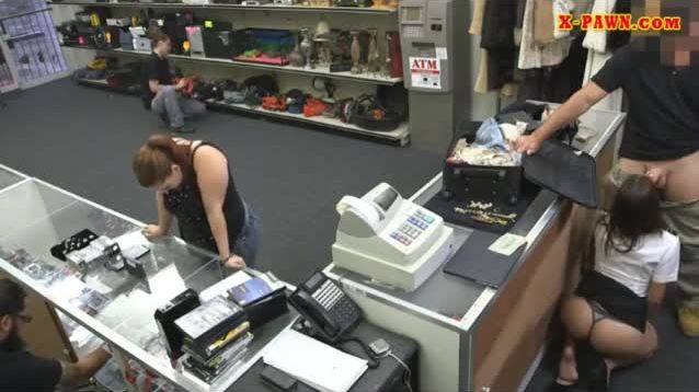 Sexy latina nailed by horny pawn keeper in his pawnshop